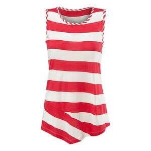 CAbi Carousel Striped Sleeveless Blouse Asymmetrical hem sz‎ XS